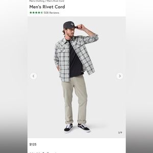 Men’s Stio rivet Cord corduroy light brown pants Size 36S